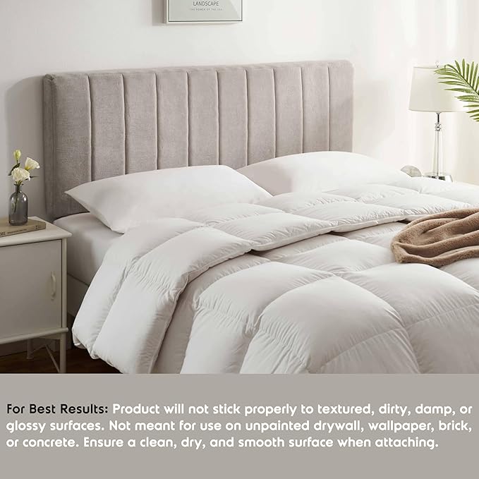 Hearth & Harbor Upholstered Twin Headboard - Easy Assemble Channel Stitched Headboard Twin Size - Wall Mounted Headboards with 3D Soundproof Wall Panels Peel & Stick Floating Headboards, Silver