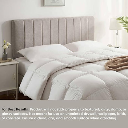 Hearth & Harbor Upholstered Twin Headboard - Easy Assemble Channel Stitched Headboard Twin Size - Wall Mounted Headboards with 3D Soundproof Wall Panels Peel & Stick Floating Headboards, Silver