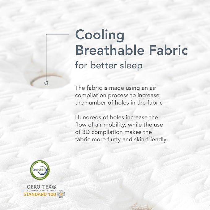 EPITEX Silverluxe Plus Twin Mattress 10 Inch, Gel Memory Foam Twin Mattress in a Box, Individual Pocket Spring for Low Motion Transfer, Medium Firm Mattress, Gray