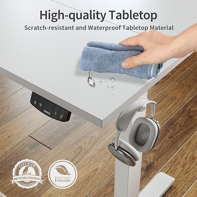 Agilestic Electric Standing Desk, Large 63 x 24 Inches Height Adjustable Desk, Sit Stand up for Work Office Home, Ergonomic Rising Computer Table with Memory Preset, White