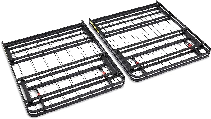 Amazon Basics Bed Frame with Storage, Foldable Metal Platform, Sturdy Steel, No Box Spring Needed, 14-inch High, Tool-Free Setup, Queen Size, Black