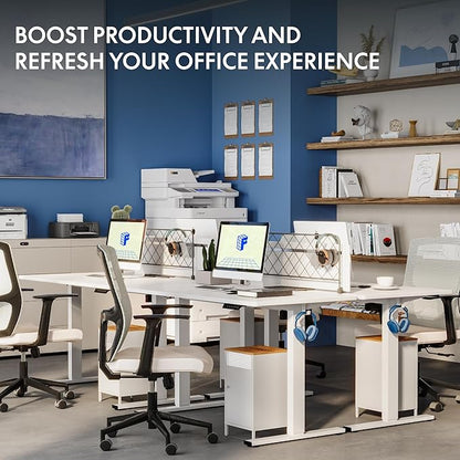 FLEXISPOT One-Piece Electric Standing Desk, 40 x 24 Inches Adjustable Desk with Seamless Desktop, Memory Controller Height Adjustment (White Frame + White Desktop, 2 Packages)