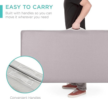Best Choice Products 4in Portable Full-Size Mattress, Tri-Fold Mattress for Camping, Guest, Toddler, Foam Plush w/Carry Case - Grey