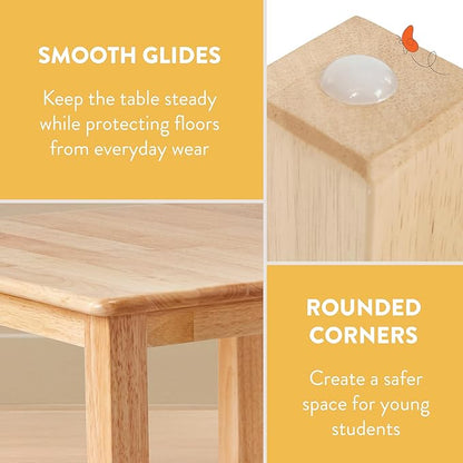 Kids Wood Table, Square, 24in x 24in, Kids Furniture, Natural