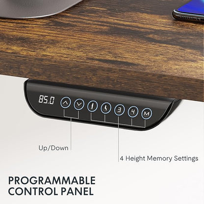 FLEXISPOT E6 MAX Dual Motor 55x28 Inch 3-Stage Heavy Duty Standing Desk, 330lbs Weight Capacity, Height Adjustable Desk w/Cable Management & Wheels (Seamless Special Walnut Desktop + Black Frame)