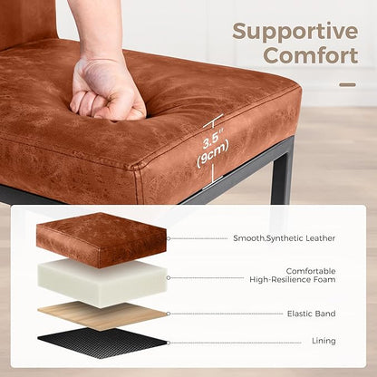 MAISON ARTS Counter Height Bar Stools with Back Set of 3 for Kitchen Counter, 24 Inch Modern Upholstered Faux Leather Barstools Farmhouse Bar Chairs Luxury Island Stools Support 330LBS, Brown