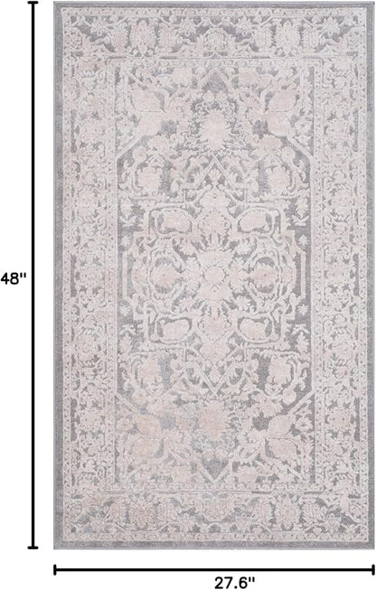 SAFAVIEH Reflection Collection Accent Rug - 2'3" x 4', Light Grey & Cream, , Non-Shedding & Easy Cleaning, Ideal for Foyer, Living Room, Bedroom (RFT665C)
