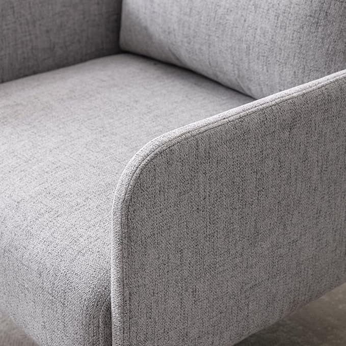 Linen Fabric Living Room Accent Chairs Bedroom Single Sofa Chair, Upholstered Reading Arm Chair Modern Couch w/Comfy Pillow for Waiting Room/Apartment/Dorm, Grey