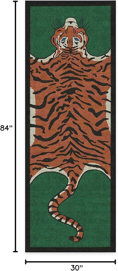 RUGGABLE x Jonathan Adler Machine Washable Modern Runner Rug – Tiger Emerald 2.5x7, Stain-Resistant, Non-Slip – Washable Rug for Hallway, Entryway, Living Room & Kitchen–with Cushioned Pad