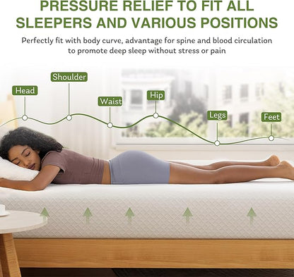 EGOHOME Twin Size Memory Foam Mattress, 12 Inch Bed Mattress in a Box with Cooling Green Tea Gel, Relieve Pressure with Medium Support, CertiPUR-US Certified, 75''L x 38''W, White