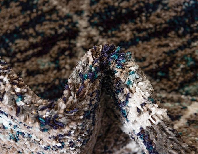 Unique Loom Trellis Frieze Collection Area Rug - Geometric (8' Round, Blue Multi/ Ivory)