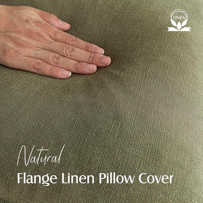 Foindtower Pack of 2, Decorative Linen Soild Throw Pillow Covers Soft Accent Cushion Case Boho Farmhouse Pillowcase for Chair Couch Sofa Bedroom Living Room Home Decor 18 x 18 Inch Olive Green