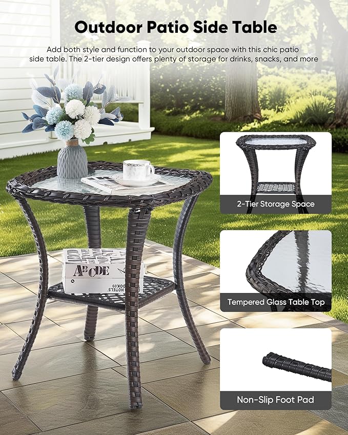 7-Piece Outdoor Wicker Patio Furniture Set with Swivel Glider Chairs, 3-Seat Sofa, Coffee Table & Ottomans 5” Olefin Cushions Ergonomic Neck-Lumbar Backrest All-Weather Rattan for Garden, Deck, Porch