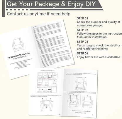 Patio Wicker Chairs Set of 2, Patio Rattan Dining Chairs with 3.5-inch Seat Cushions, High Back and Curved Armrest for Garden, Backyard, Balcony and Deck, Blue
