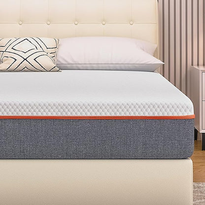 VECELO Charcoal Infused Memory Foam Queen Mattress 8 Inch, Medium Firm Queen Size Bed Mattress with Washable Cover for Queen Bed Frame, Pressure Relieve, Fresh Cooling Comfort