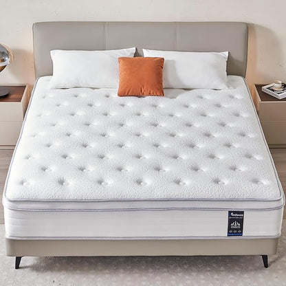 Twin Mattress, 10 Inch Hybrid Mattress in a Box, Memory Foam and Individual Pocket Springs, Fiberglass Free, Soft and Breathable, Medium Firm Feel