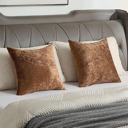 FUTEI Dark Brown Flannel Throw Pillow Covers 12x20 Inch Set of 2,Soft Dimensional Textured Lumbar Pillow Cases,Modern Home Decor for Couch Living Room