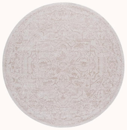 SAFAVIEH Area Rug 8' Round - Reflection Collection - Large - Cream & Ivory, Non-Shedding & Easy Cleaning, Ideal for Living Room, Bedroom (RFT665D)
