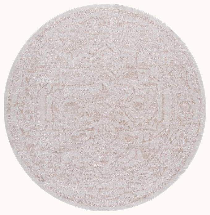 SAFAVIEH Area Rug 10' Round - Reflection Collection - Large - Cream & Ivory, Non-Shedding & Easy Cleaning, Ideal for Living Room, Bedroom (RFT665D)