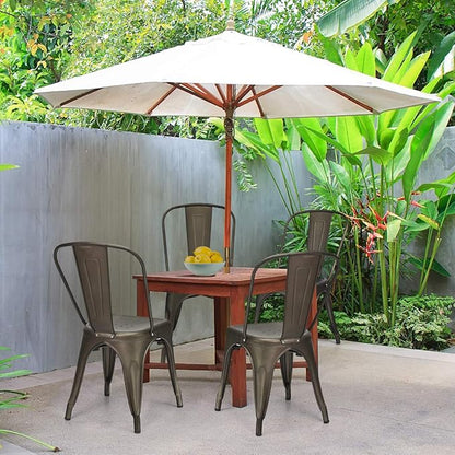 COSTWAY 18 Inch Dining Chair Set of 4, Industrial Vintage Stackable Metal Chairs, Outdoor Indoor Stools with Detachable High Backrest for Home, Kitchen and Cafe Bar Use