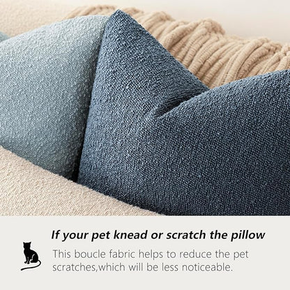 Foindtower Set of 2, Decorative Textured Boucle Throw Pillow Covers Accent Solid Pillow Cases Neutral Couch Cushion Case for Chair Sofa Bedroom Living Room Home Decor 26x26 Inch Dark Blue