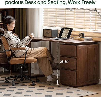 YESWOOD Home Office Desk, Gaming Desk, Mid Century Modern Computer Desk, Writing Desk with File Drawer for Study PC Desks 47.24" W