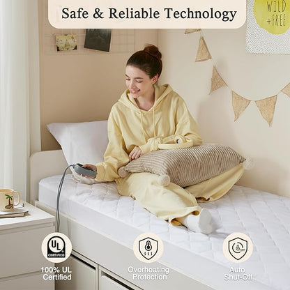 Beautyrest 3M Scotchgard Heated Mattress Pad - Electric Bed Warmer with 5 Heat Settings, 10 Hr Auto Shut Off Timer, All Around Elastic Deep Pocket, UL Certified, Machine Washable, White Full