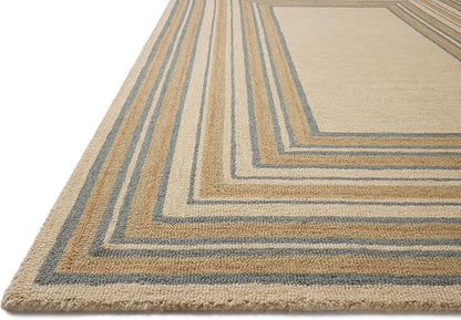 Loloi Chris Loves Julia Alfie Collection ALF-05 Natural/Multi 5'-0" x 7'-6" Area Rug Wool Neutral Living Bedroom Dining Carpet