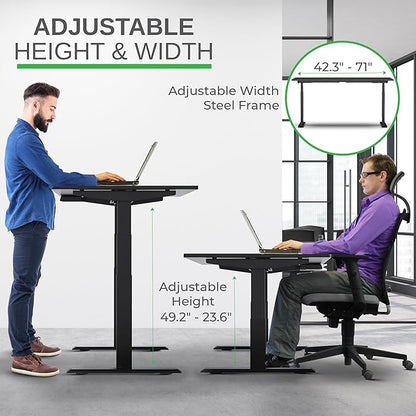 Rise Up Electric Standing Desk Adjustable Height 24-49" Dual Motor One Piece 60x30 Bamboo Large Standing Desk, Sit Stand Desk Rising Desk Home Office