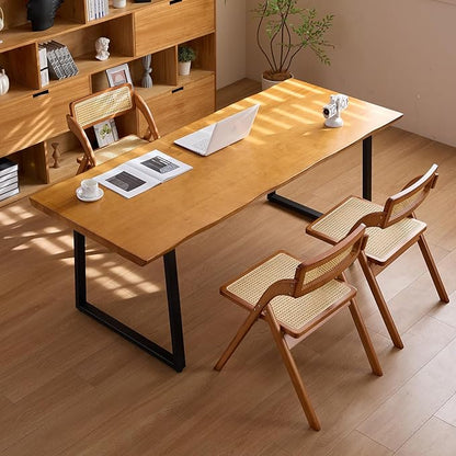 Modern Solid Wood Executive Desk – Spacious and Minimalist Home Office Workstation Perfect for Writing and Professional Use (Light Brown, 47in)