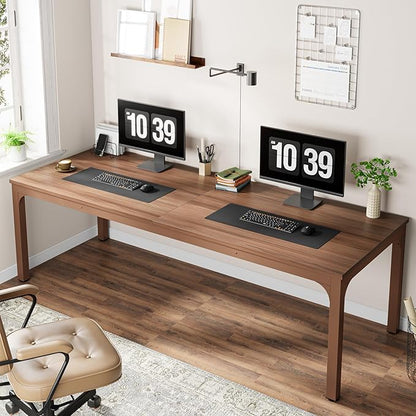 Tribesigns 78.7 Inches Extra Long Computer Desk 2 Person Desk, Double Long Desk, Workstaion for Home Office, Coffee Brown