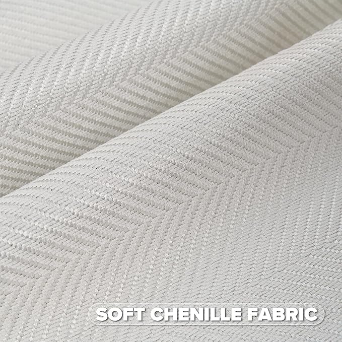 FUTEI Cream White Chenille Throw Pillow Covers 24x24 Inch Set of 2,Soft Wide Chevron Textured European Pillow Shams,Farmhouse Home Decor for Couch Bed Living Room