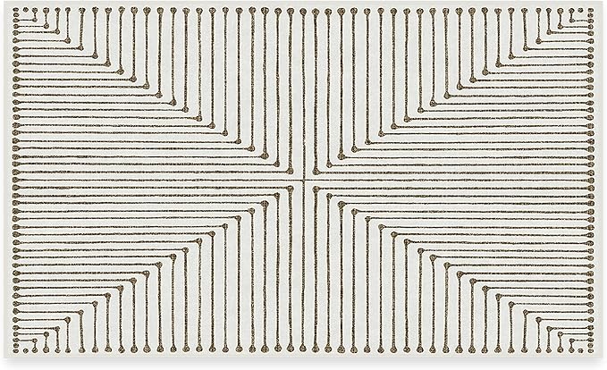 RUGGABLE x Jonathan Adler Machine Washable Modern Area Rug – Inkdrop Camel & Ivory 3x5, Stain-Resistant, Non-Slip – Small Rugs for Living Room, Bedroom, Hallway, Entryway & Office–with Standard Pad