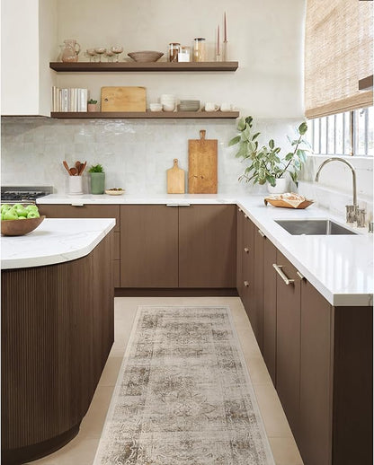 RUGGABLE Washable Vintage Area Rug – Sarrah Hazel 4x6, Stain-Resistant, Non-Slip – Medium Machine Washable Rugs for Living Room, Bedroom, Hallway, Entryway & Office–with Cushioned Pad