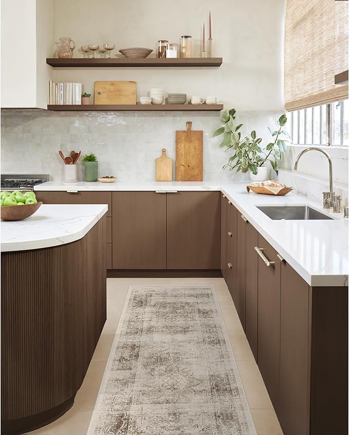 RUGGABLE Washable Vintage Area Rug – Sarrah Hazel 2x3, Stain-Resistant, Non-Slip – Small Machine Washable Rugs for Living Room, Bedroom, Hallway, Entryway & Bathroom–with Cushioned Pad