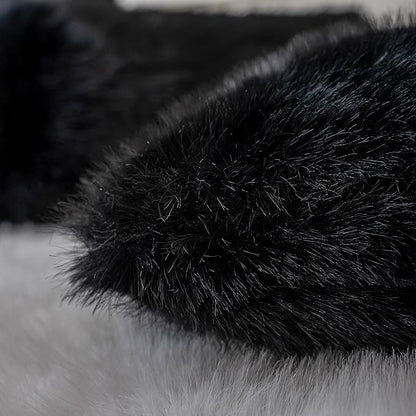 Neelvin Black Faux Fur Cozy Fluffy Double-Sided Decorative Throw Pillow Covers 24x24 inch Set of 2,Velvet Pillowcase Cushion Case for Sofa Couch