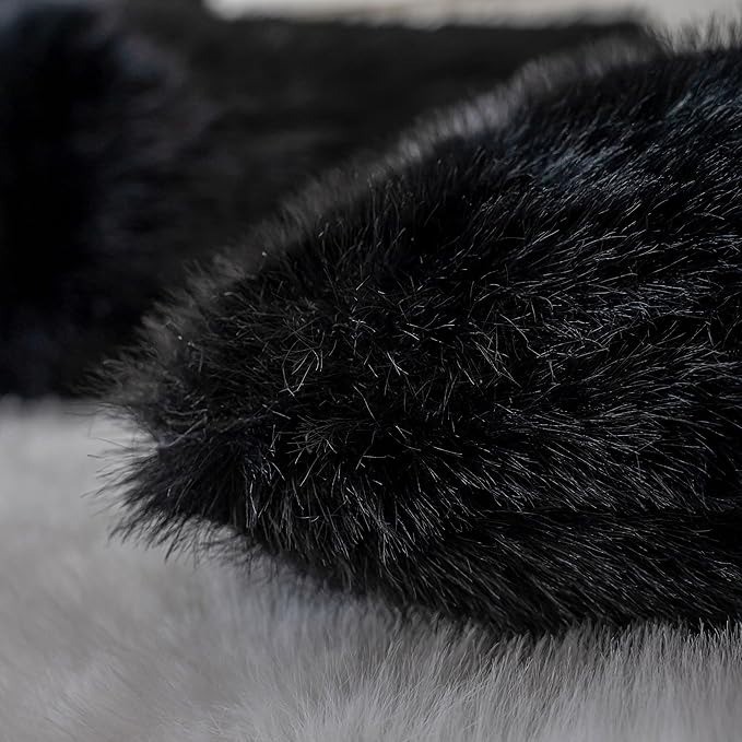 Neelvin Black Faux Fur Cozy Fluffy Double-Sided Decorative Throw Pillow Covers 20x20 inch Set of 2,Velvet Pillowcase Cushion Case for Sofa Couch