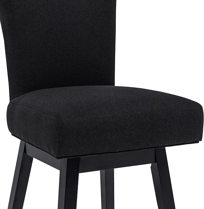 Bar Stools Set of 4, 26 Inch Upholstered Barstools with 15.7" High Back and Footrest, Swivel Counter Height Barstools for Kitchen Island Home Bar Performance Fabric Black