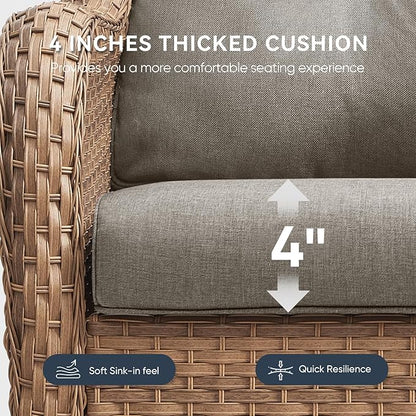 9-Piece Outdoor Patio Cushion Set - Fade & Water Resistant with Removable Olefin Cover, 22x24x4 Inch Memory Foam Cushions for Wicker Sectional Sofa – Grey/Regular