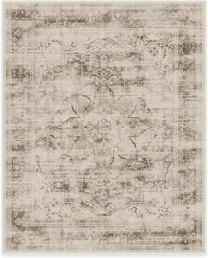 RUGGABLE Washable Vintage Area Rug – Sarrah Hazel 8x10, Stain-Resistant, Non-Slip – Large Machine Washable Rugs for Living Room, Bedroom, Hallway, Entryway & Office–with Standard Pad