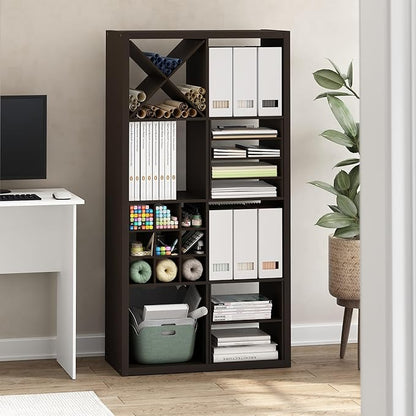 Furinno Cubicle Cube Insert, 9-Compartment Cube Organizer, Shelf Dividers, Fits into Furinno Extra Thick Cubes, for Organizers and Storage, Black Oak (Does not fit IKEA Kallax Shelving)