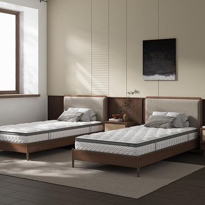 8 Inch Twin Mattress, Foam & Bonnell Springs Hybrid Mattresses, Fiberglass Free - No Odor - 365 Night Trial