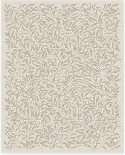 RUGGABLE x Morris & Co Machine Washable Area Rug – Pure Willow Boughs Natural 8x10, Stain-Resistant, Non-Slip – Large Rugs for Living Room, Bedroom, Hallway, Entryway & Office–with Cushioned Pad