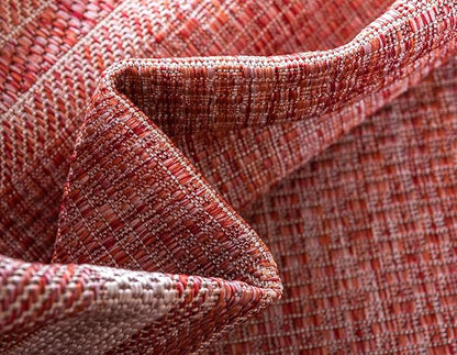 Unique Loom Outdoor Border Collection Area Rug - Soft Border (2' x 6' 1" Runner, Rust Red/ Ivory)