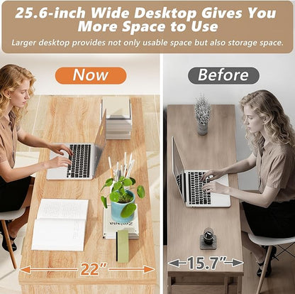 60'' Fluted Executive Desk with Drawers,Wood Home Office Desk with Storage Modern Fluted Computer Writing Desk for Study, Living Room, Bedroom,Natural Oak