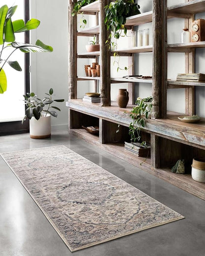 Loloi Teagan Collection TEA-01 Natural/Lt. Grey 2'-8" x 7'-6" Runner Rug, Large, Soft Neutral Rug, High-Traffic for Living Room, Bedroom, Home Office, Dining Area