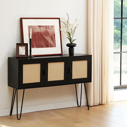 Netstar Entryway Table, Sofa Table, Console Tables for Entryway, Behind Couch Sofa Narrow Long, Foyer Tables w/Storage Drawers for Entry Way Hallway Living Room, Wood Boho Farmhouse, Black