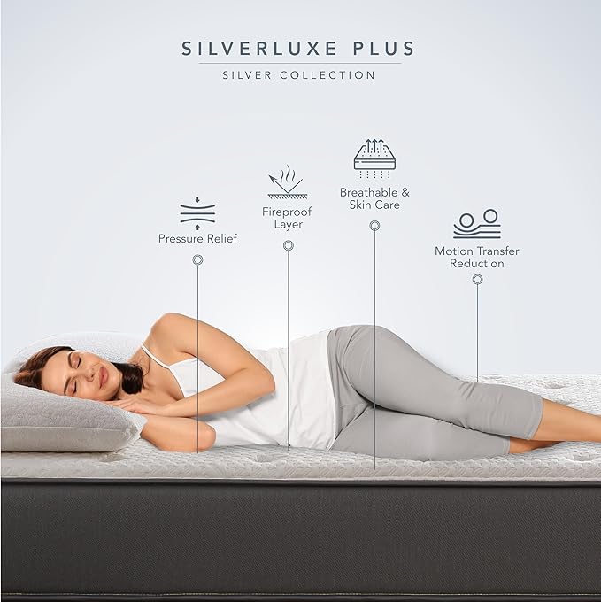 EPITEX Silverluxe Plus Hybrid Mattress King Size 10 Inch, Gel Memory Foam King Mattress in a Box, Individual Pocket Spring for Low Motion Transfer, Medium Firm Mattress, Gray