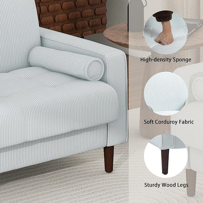 Oversized Accent Chair Set of 1, Corduroy Fabric Mid Century Modern Armchair with Large Seat for Living Room Bedroom Reading