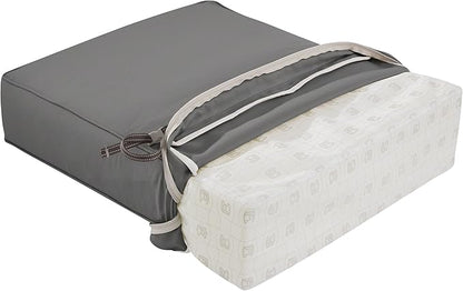 Classic Accessories Montlake Water-Resistant 25 x 25 x 5 Inch Square Outdoor Seat Cushion, Patio Furniture Chair Cushion, Light Charcoal Grey, Outdoor Cushion Cover